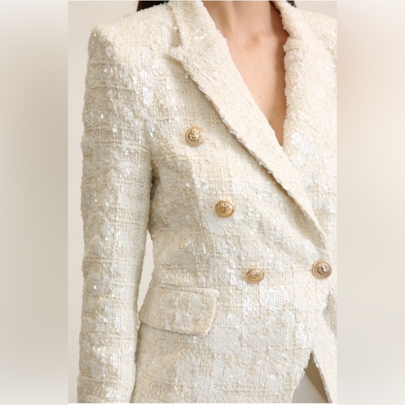 414. HIGH END - Lizzy Tweed Sequined Double Breasted Blazer - Picture 2 of 4